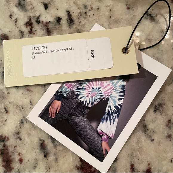 NATION LTD Purple Green Blue Tie Dye V-Neck Long Sleeve Top Women’s Size Medium - Picture 11 of 11